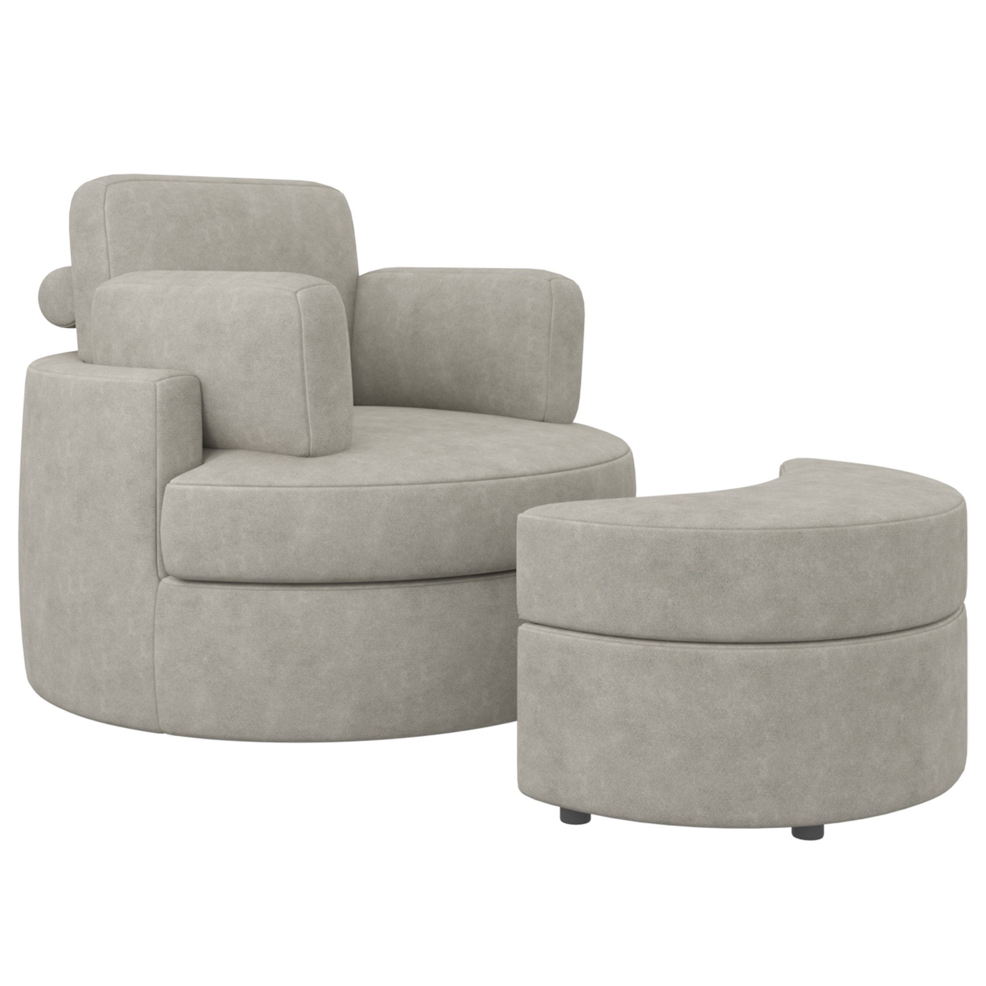 Modern Accent Sofa with Ottoman - Stylish Wood & Fabric Lounge Chair FU01046