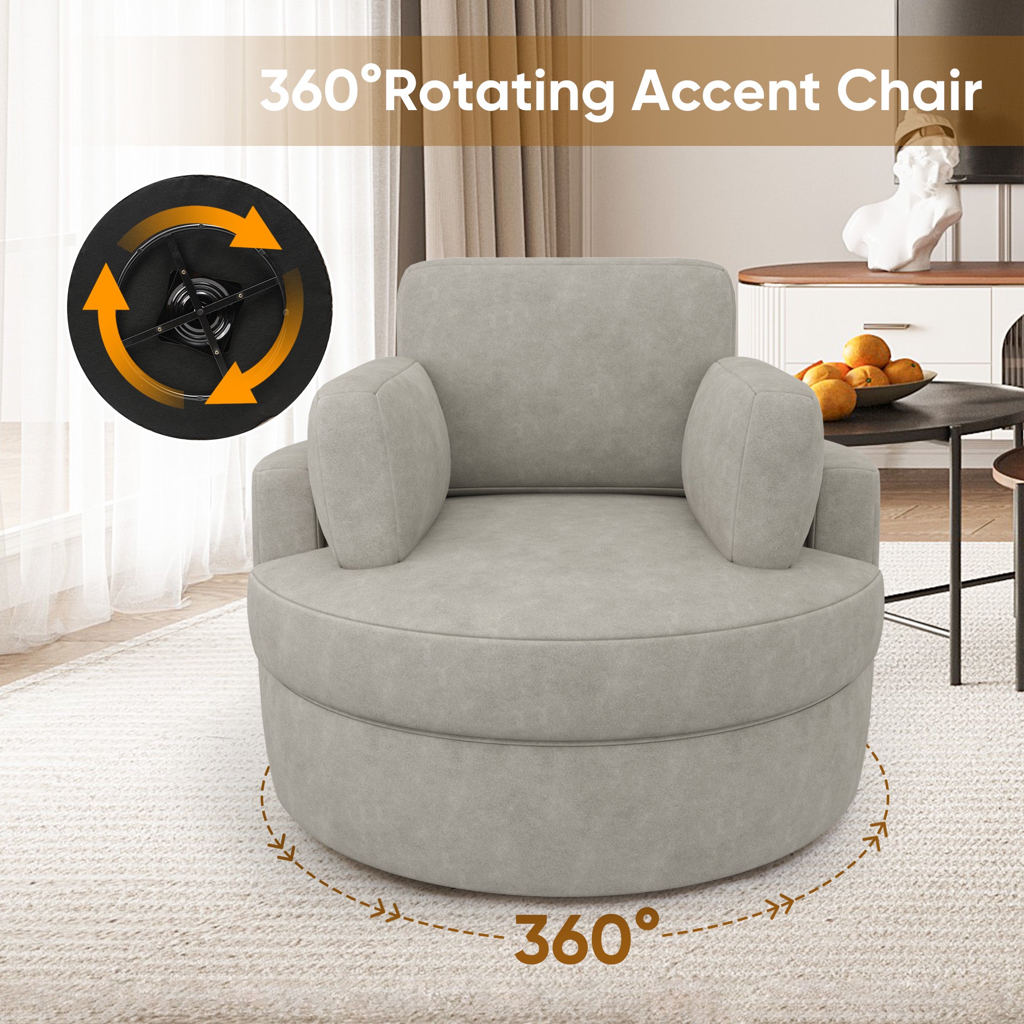 Modern Accent Sofa with Ottoman - Stylish Wood & Fabric Lounge Chair FU01046