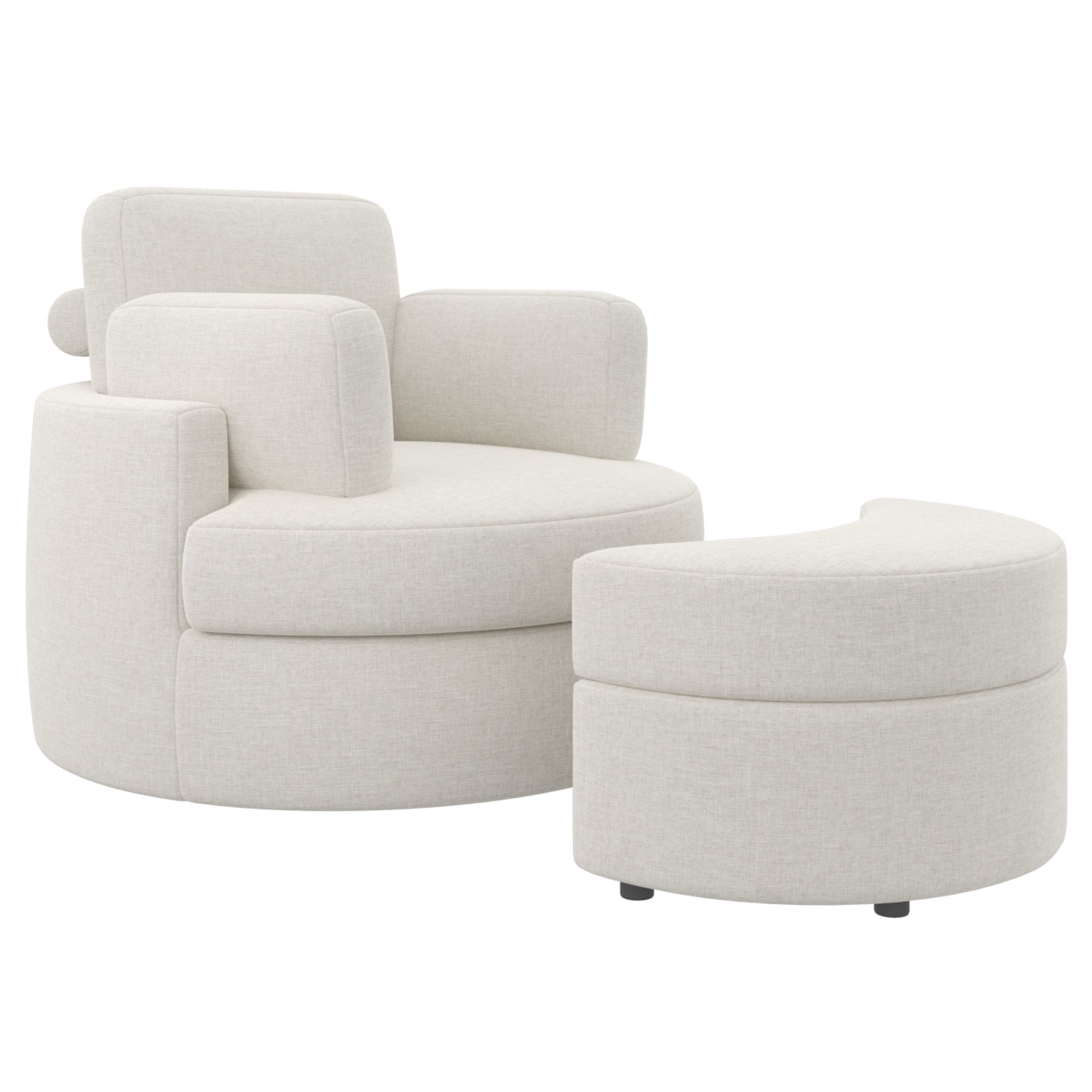 Modern Accent Sofa with Ottoman - Stylish Wood & Fabric Lounge Chair FU01046