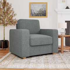 Modern Armchair - Comfortable Faux Linen Upholstery with Sturdy Laminated Wood Frame single seat sofa for livingroomFU01048