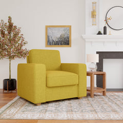 Modern Armchair - Comfortable Faux Linen Upholstery with Sturdy Laminated Wood Frame single seat sofa for livingroomFU01048