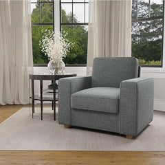 Modern Armchair - Comfortable Faux Linen Upholstery with Sturdy Laminated Wood Frame single seat sofa for livingroomFU01048