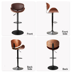 Modern Wood Bar Chair with Swivel and Backrest - Stylish and Comfortable for Home or Bar FU01049