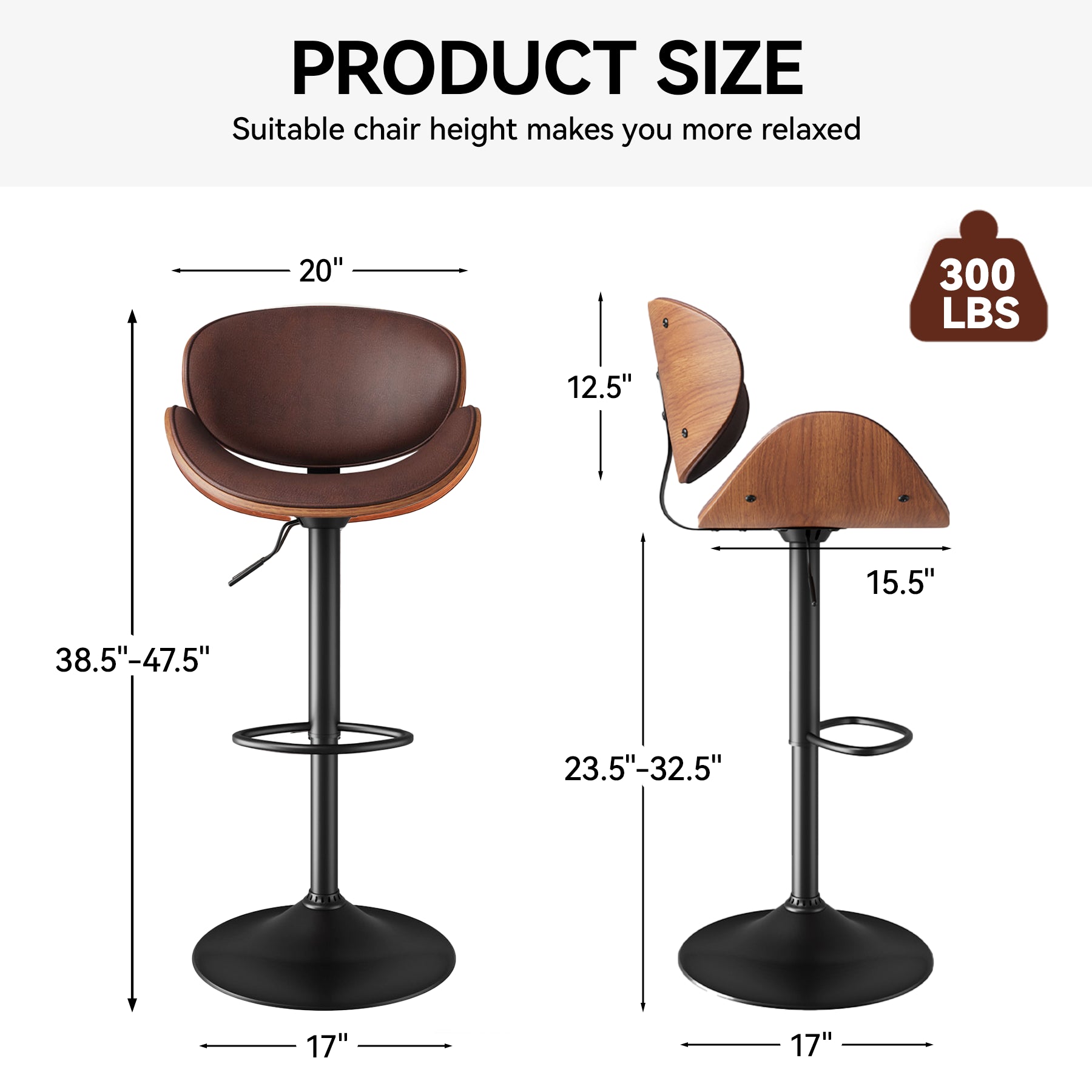 Modern Wood Bar Chair with Swivel and Backrest - Stylish and Comfortable for Home or Bar FU01049