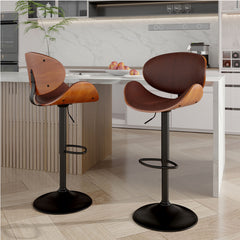 Modern Wood Bar Chair with Swivel and Backrest - Stylish and Comfortable for Home or Bar FU01049