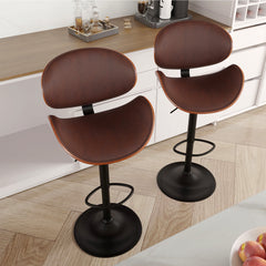 Modern Wood Bar Chair with Swivel and Backrest - Stylish and Comfortable for Home or Bar FU01049