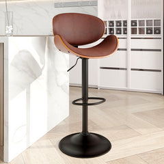 Modern Wood Bar Chair with Swivel and Backrest - Stylish and Comfortable for Home or Bar FU01049