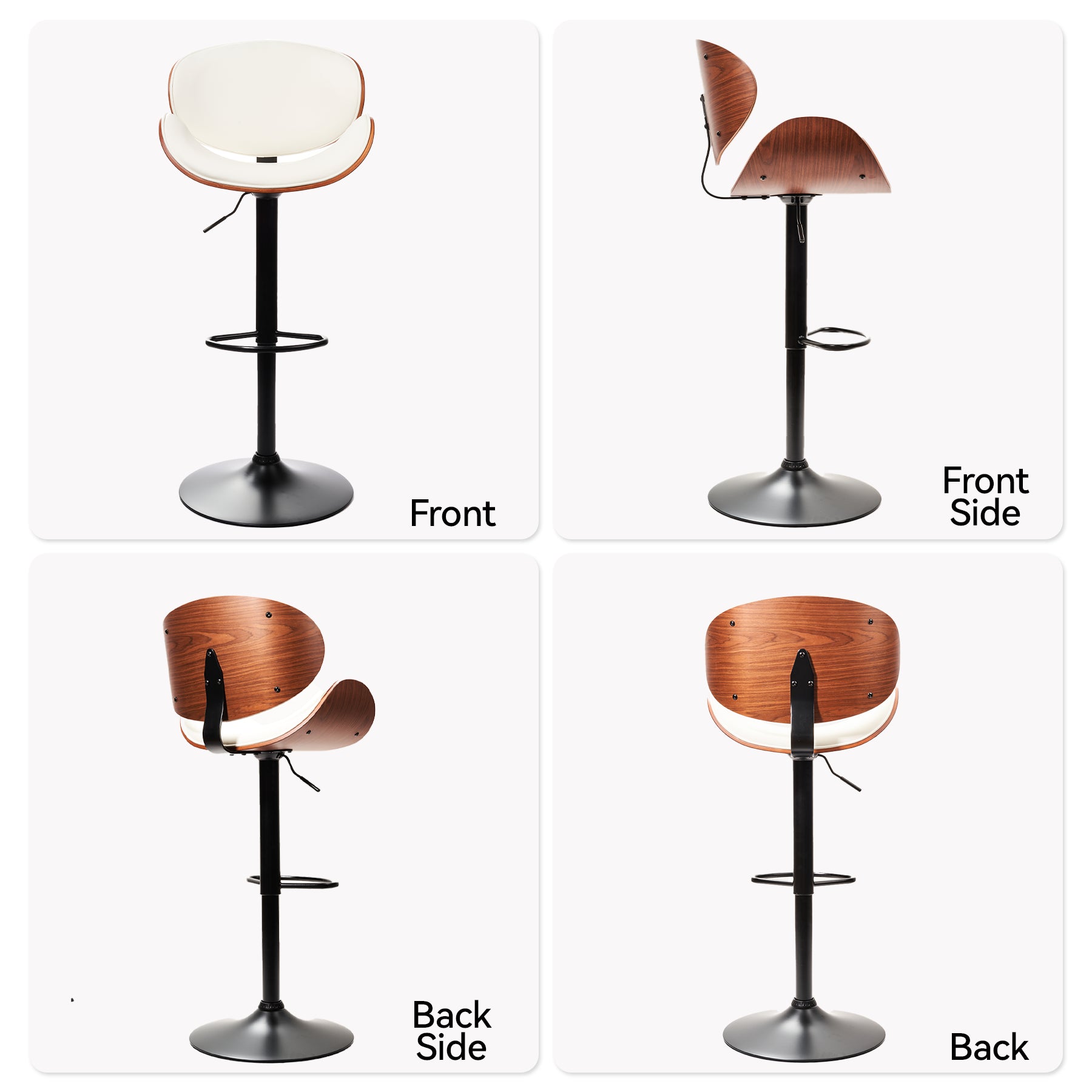 Modern Wood Bar Chair with Swivel and Backrest - Stylish and Comfortable for Home or Bar FU01049