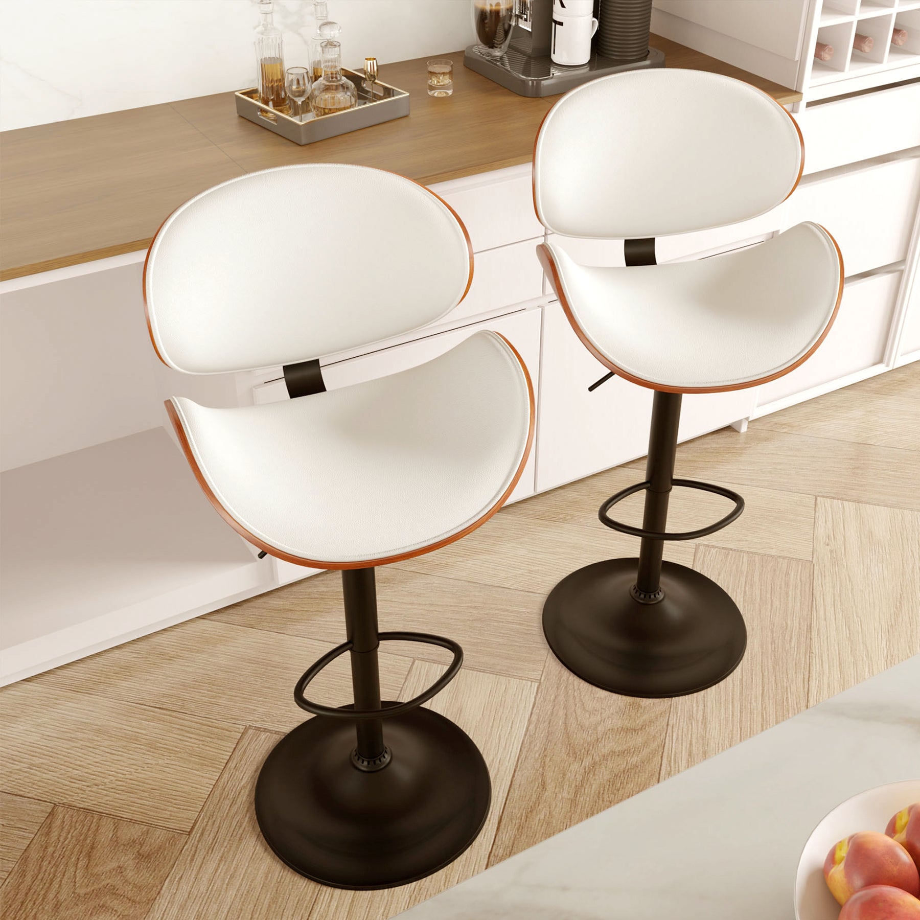 Modern Wood Bar Chair with Swivel and Backrest - Stylish and Comfortable for Home or Bar FU01049