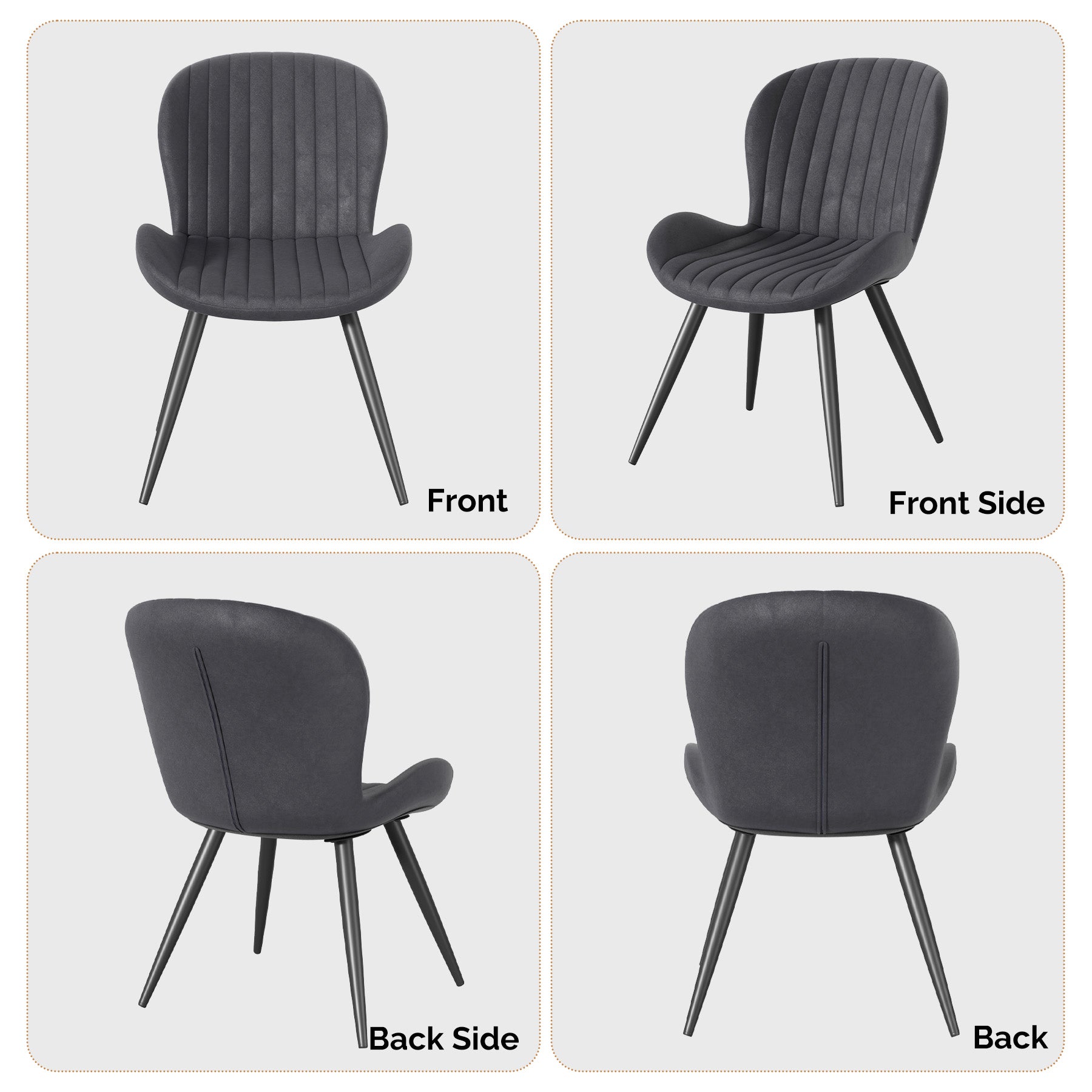 Stylish Leathaire & Iron Dining Chair Chair*2- Modern Comfort and Elegance for LIvingroom FU01051