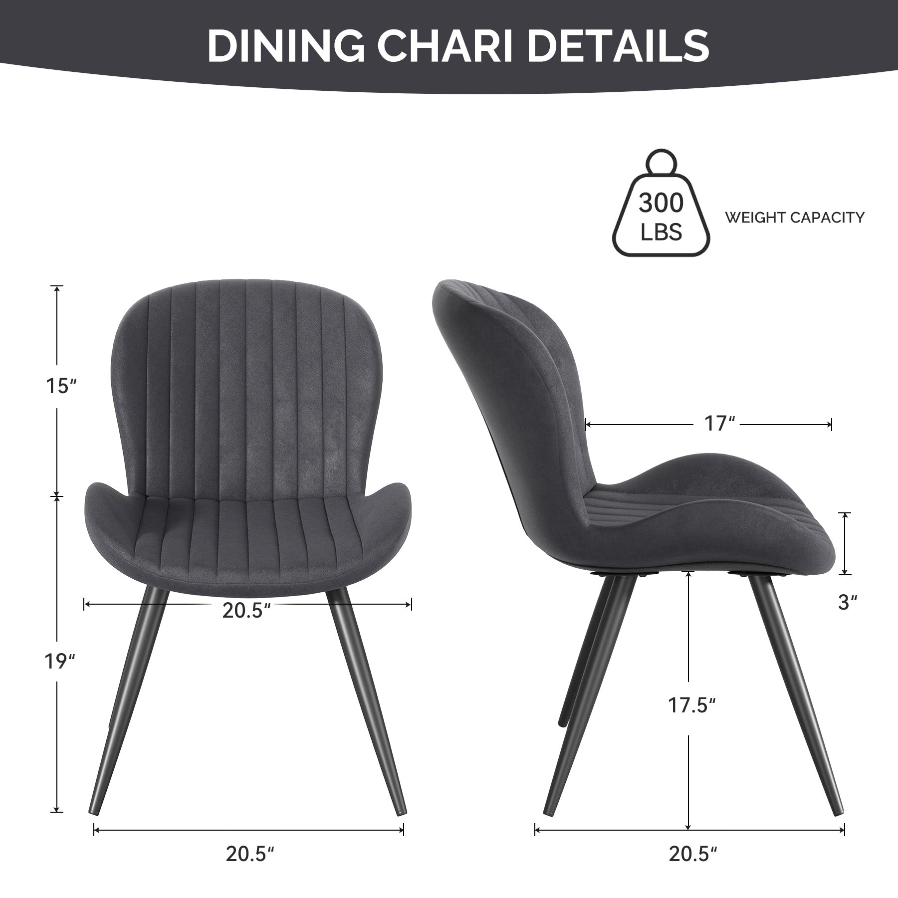 Stylish Leathaire & Iron Dining Chair Chair*2- Modern Comfort and Elegance for LIvingroom FU01051