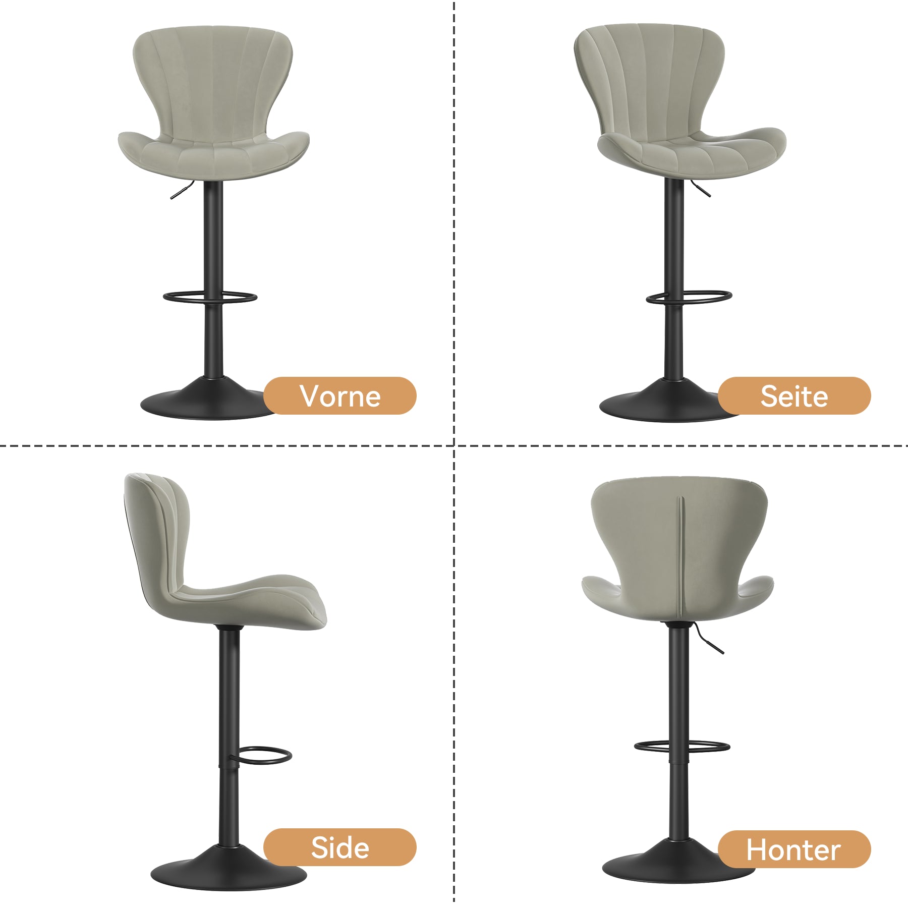 Stylish Faux Leather Bar Chair with Adjustable Height and Footrest - Perfect for Home or Commercial Use FU01052