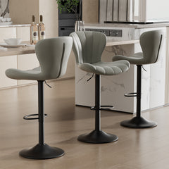 Stylish Faux Leather Bar Chair with Adjustable Height and Footrest - Perfect for Home or Commercial Use FU01052