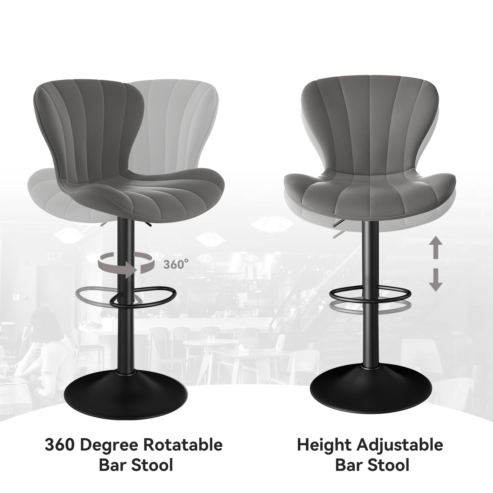 Stylish Faux Leather Bar Chair with Adjustable Height and Footrest - Perfect for Home or Commercial Use FU01052