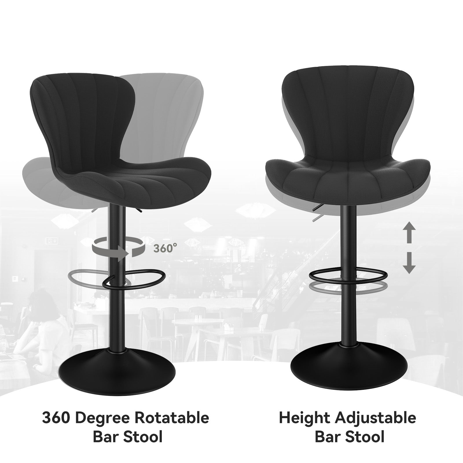 Stylish Faux Leather Bar Chair with Adjustable Height and Footrest - Perfect for Home or Commercial Use FU01052