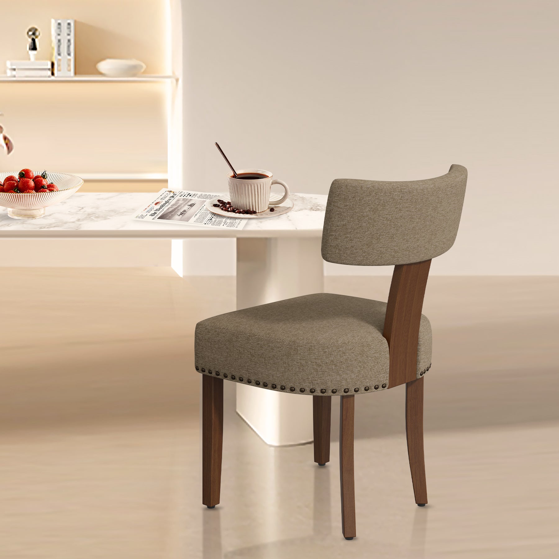 Modern Dining Chair with Rubber Wood Frame & Urethane Cushion (Set of 2) FU01056