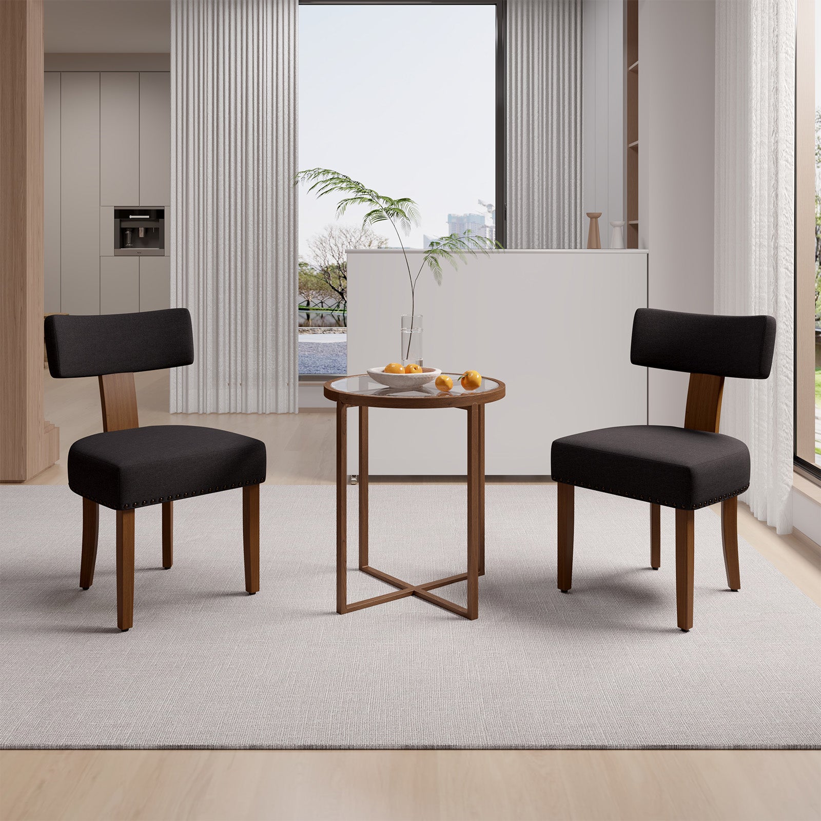 Modern Dining Chair with Rubber Wood Frame & Urethane Cushion (Set of 2) FU01056