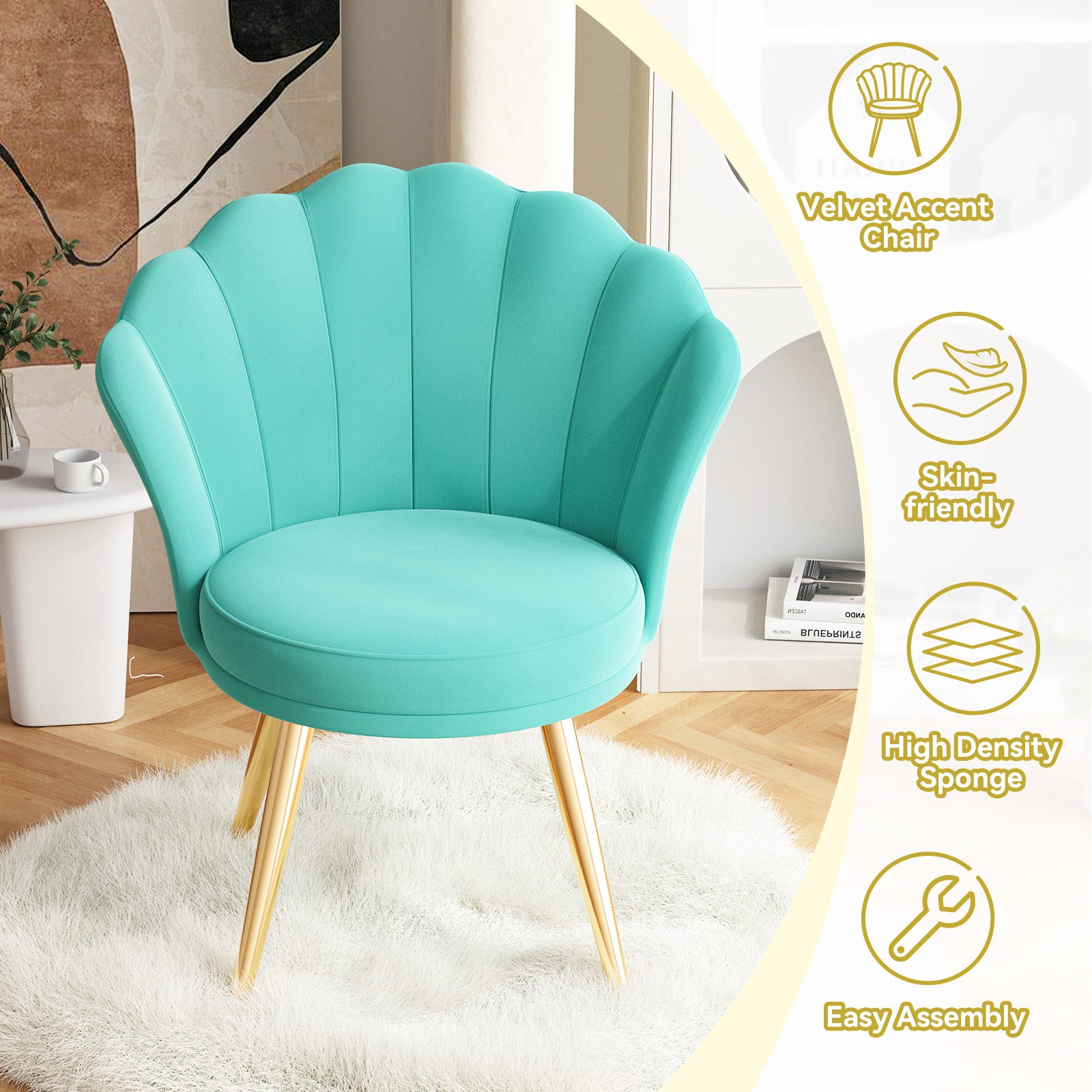 Elegant Accent Chair in Shell Shape with Soft Cushion – Perfect Design for Your LIvingroom FU01058