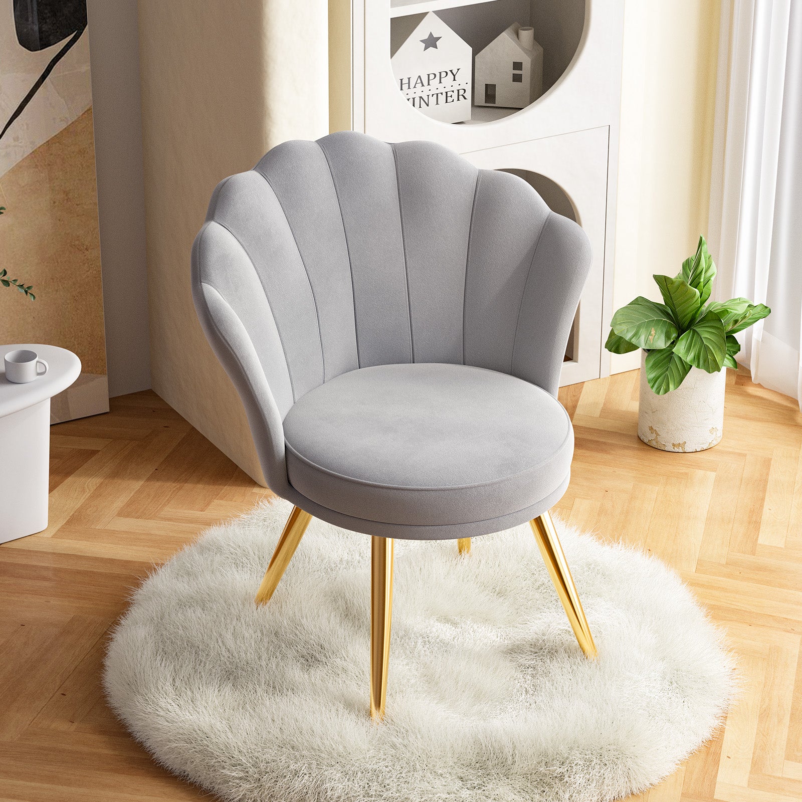 Elegant Accent Chair in Shell Shape with Soft Cushion – Perfect Design for Your LIvingroom FU01058