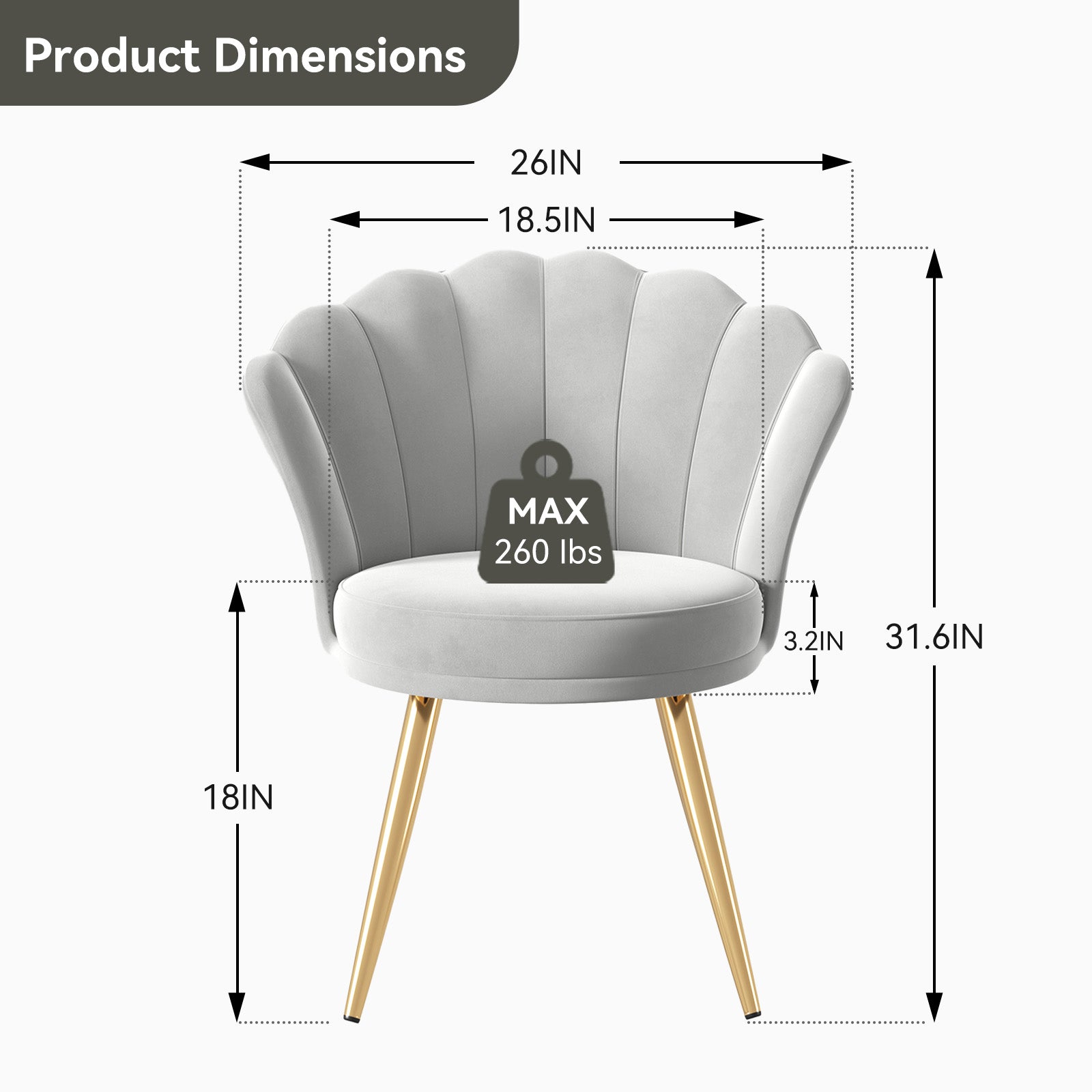 Elegant Accent Chair in Shell Shape with Soft Cushion – Perfect Design for Your LIvingroom FU01058