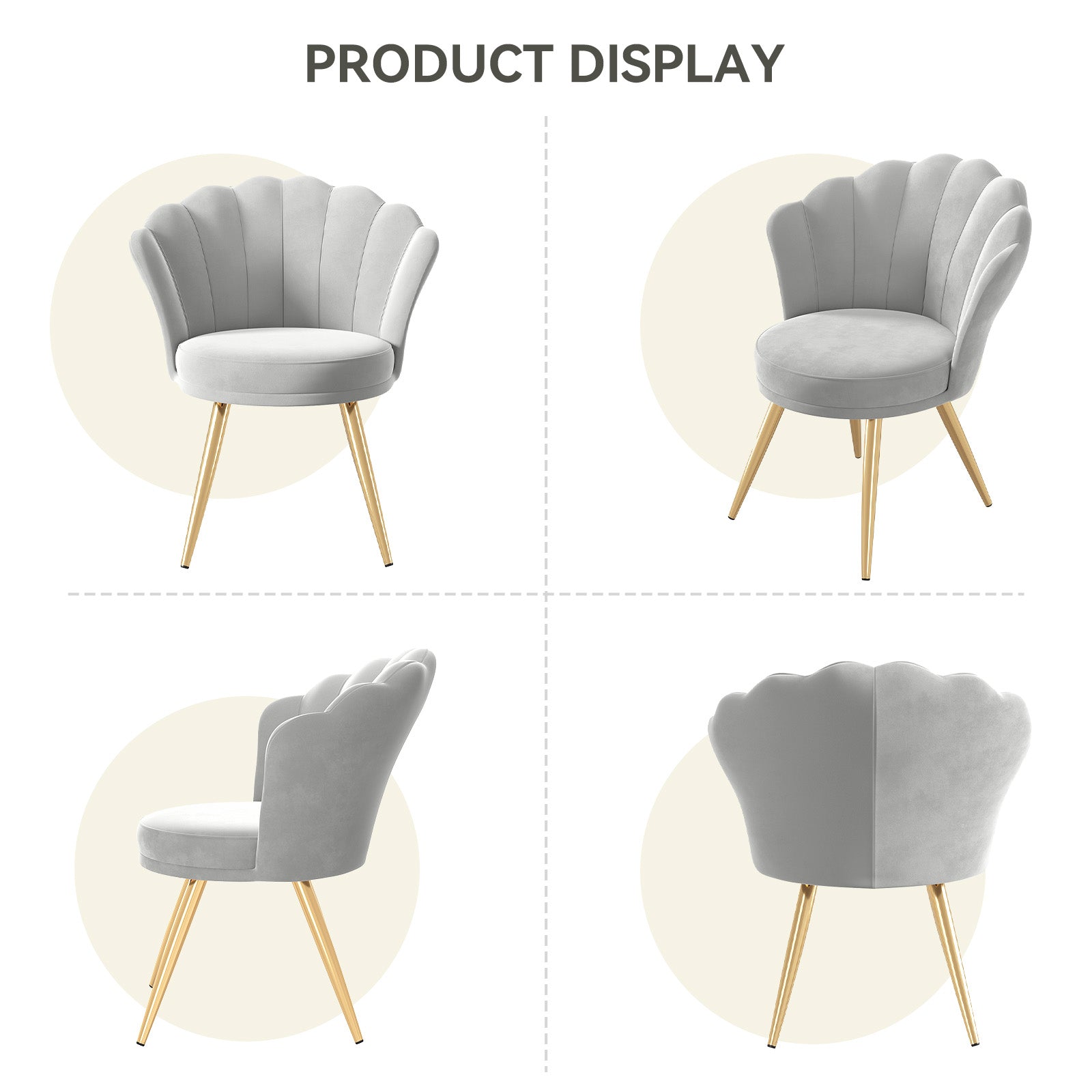 Elegant Accent Chair in Shell Shape with Soft Cushion – Perfect Design for Your LIvingroom FU01058