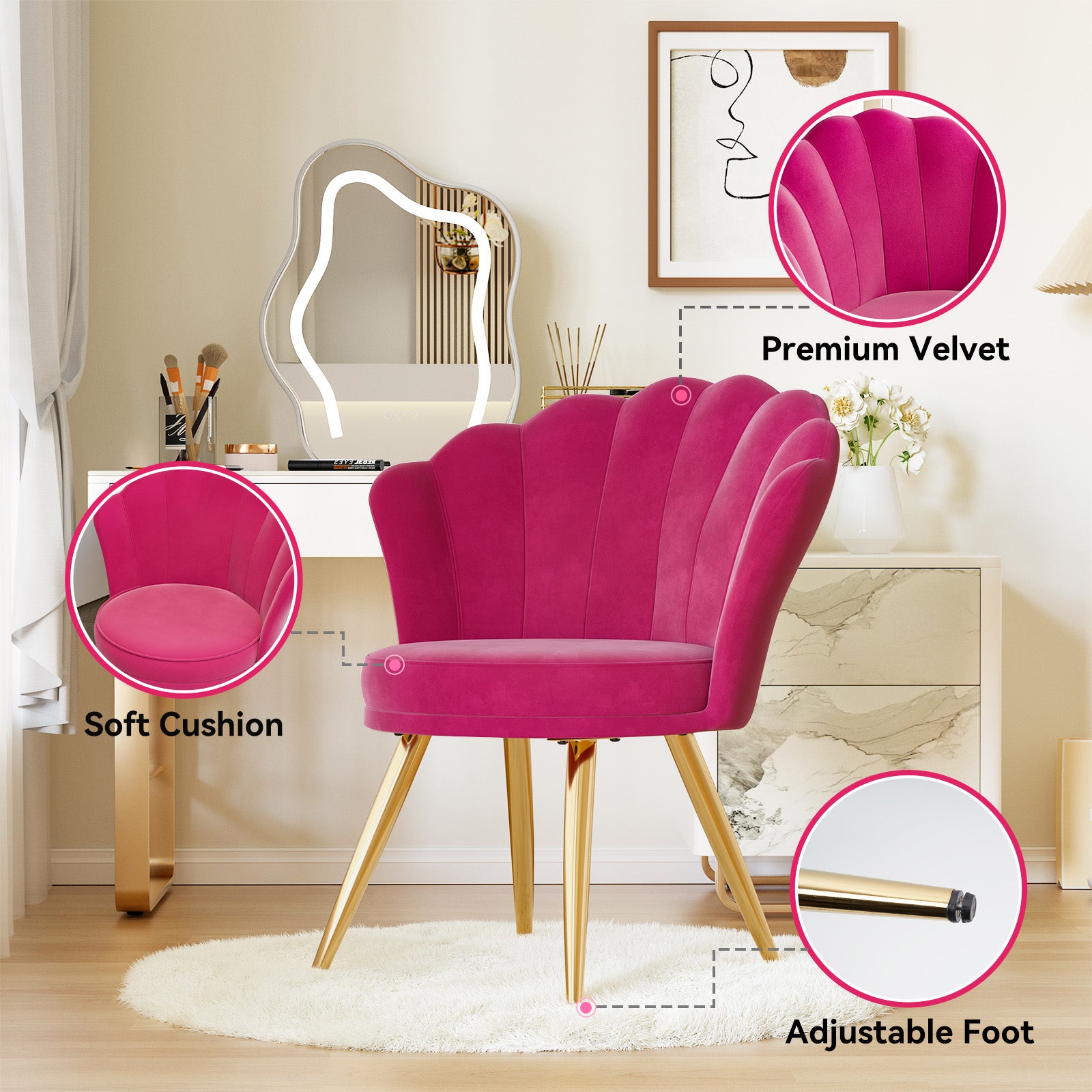 Elegant Accent Chair in Shell Shape with Soft Cushion – Perfect Design for Your LIvingroom FU01058