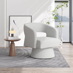 Modern Linen Swivel Chair with Wooden Base Sofa chair for relaxation - Stylish Living Room Accent FU01059