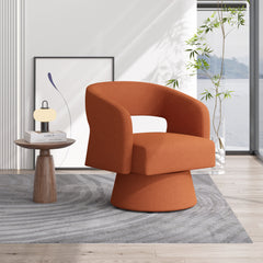 Modern Linen Swivel Chair with Wooden Base Sofa chair for relaxation - Stylish Living Room Accent FU01059