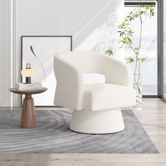 Modern Linen Swivel Chair with Wooden Base Sofa chair for relaxation - Stylish Living Room Accent FU01059