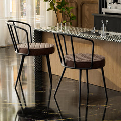 Modern Dining Chair with Iron Frame and Faux Leather Cushion (Set of 2) FU01070