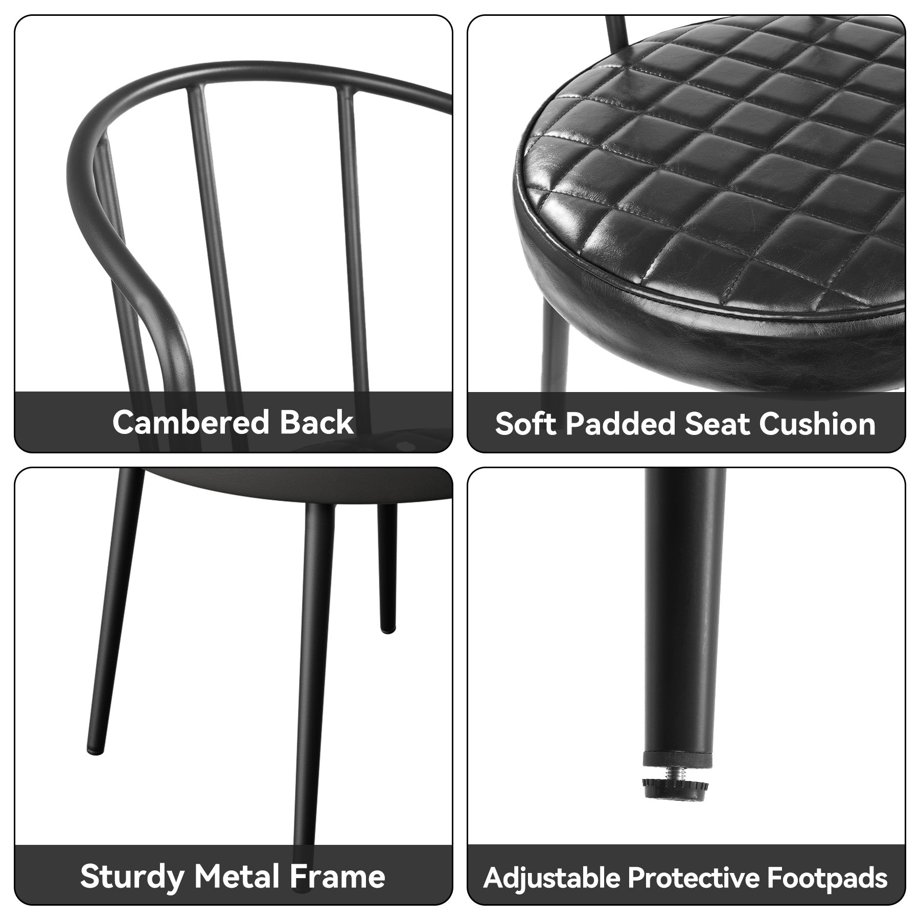 Modern Dining Chair with Iron Frame and Faux Leather Cushion (Set of 2) FU01070