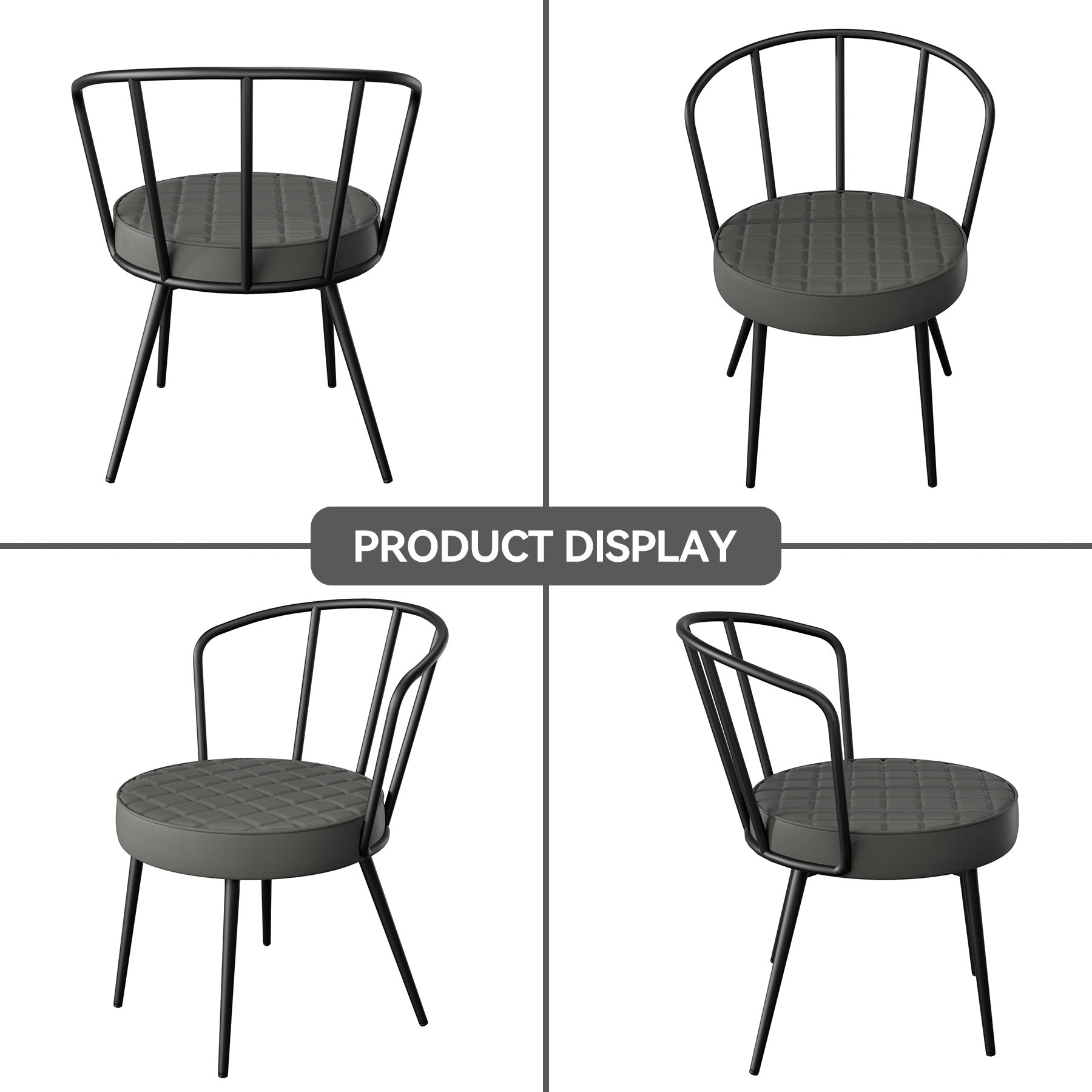 Modern Dining Chair with Iron Frame and Faux Leather Cushion (Set of 2) FU01070