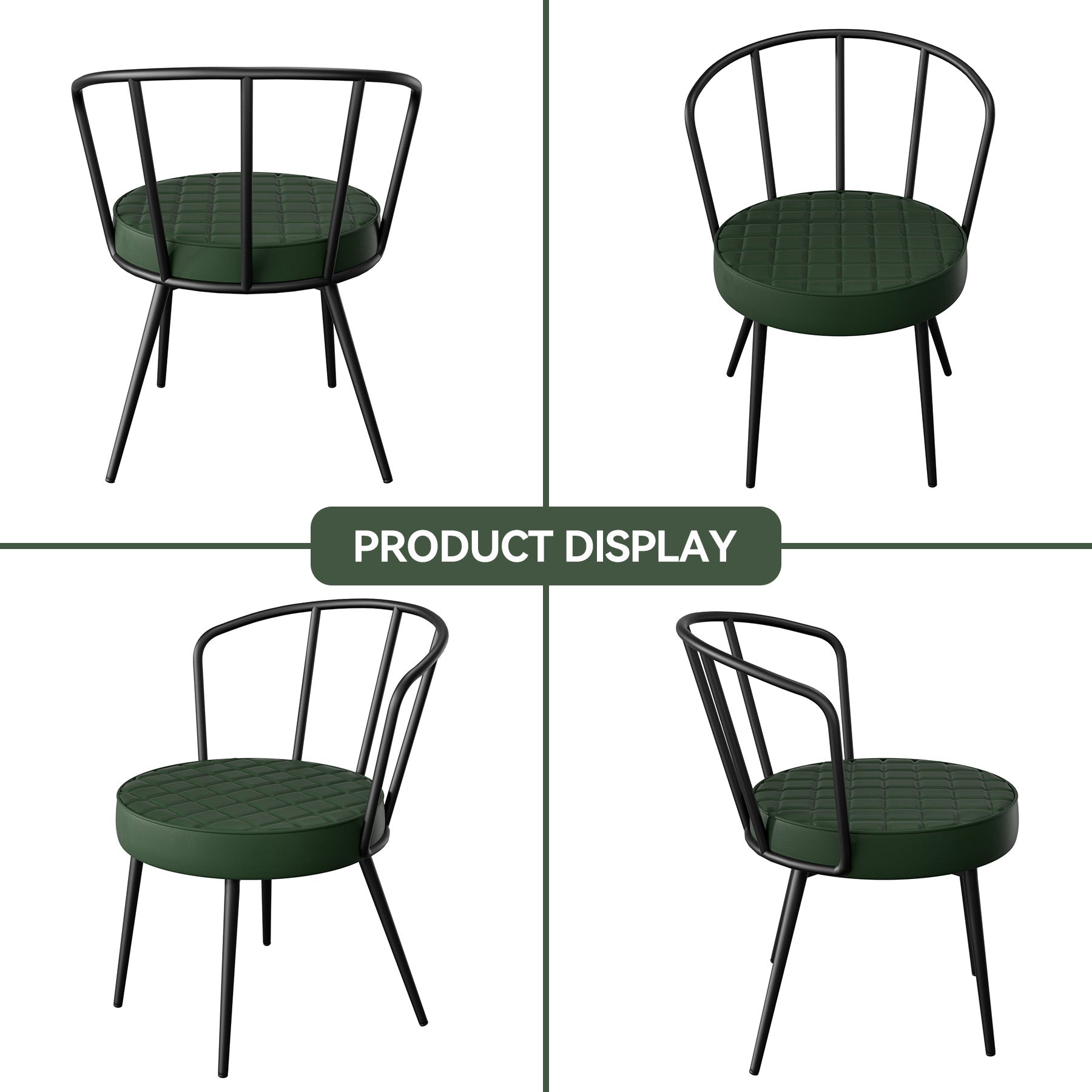 Modern Dining Chair with Iron Frame and Faux Leather Cushion (Set of 2) FU01070