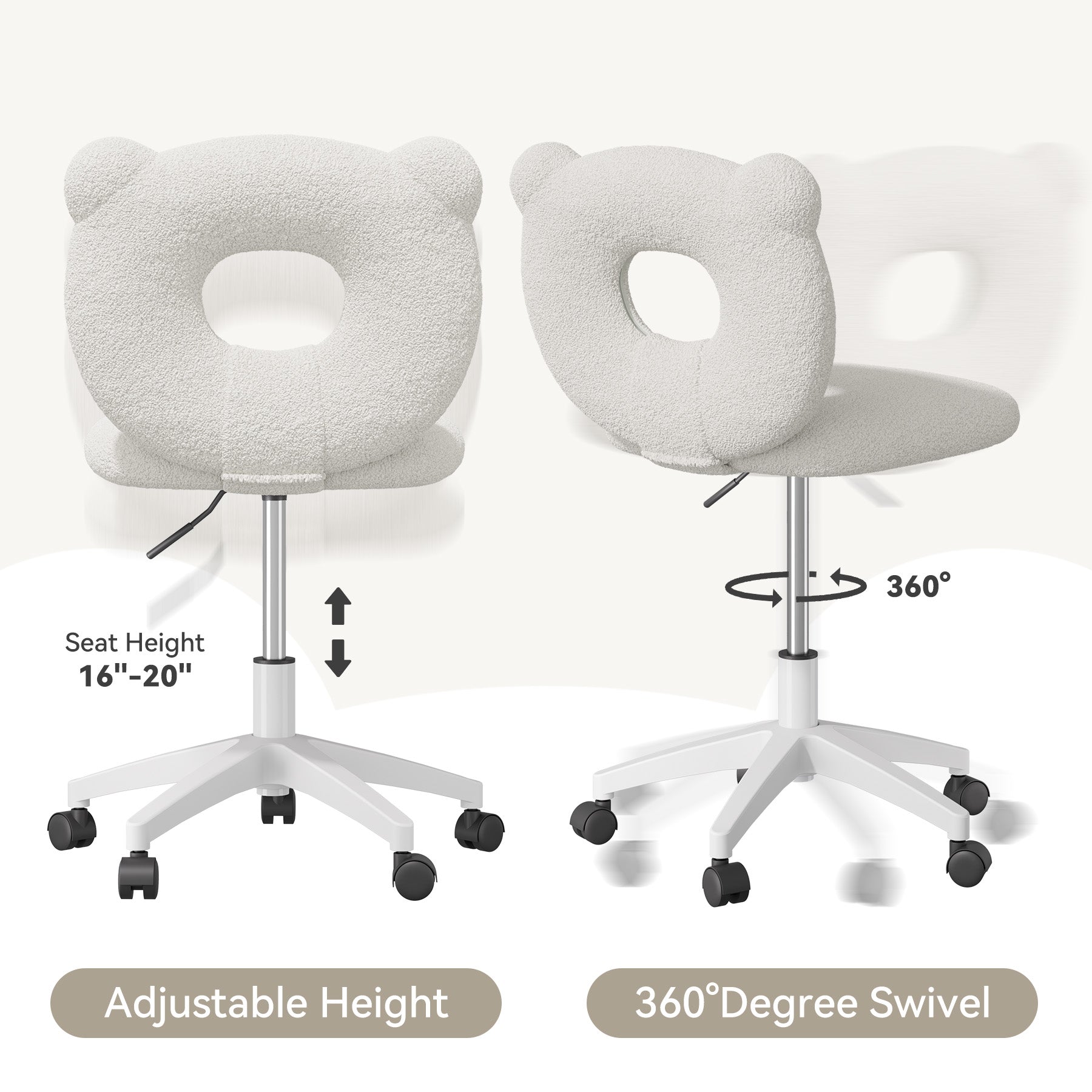 Comfy Bear-Themed Office Chair with Adjustable Swivel – Cozy and Fun Workspace FU01087