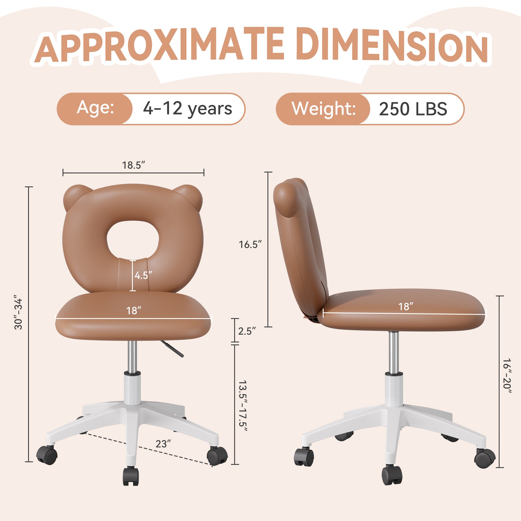 Comfy Bear-Themed Office Chair with Adjustable Swivel – Cozy and Fun Workspace FU01087