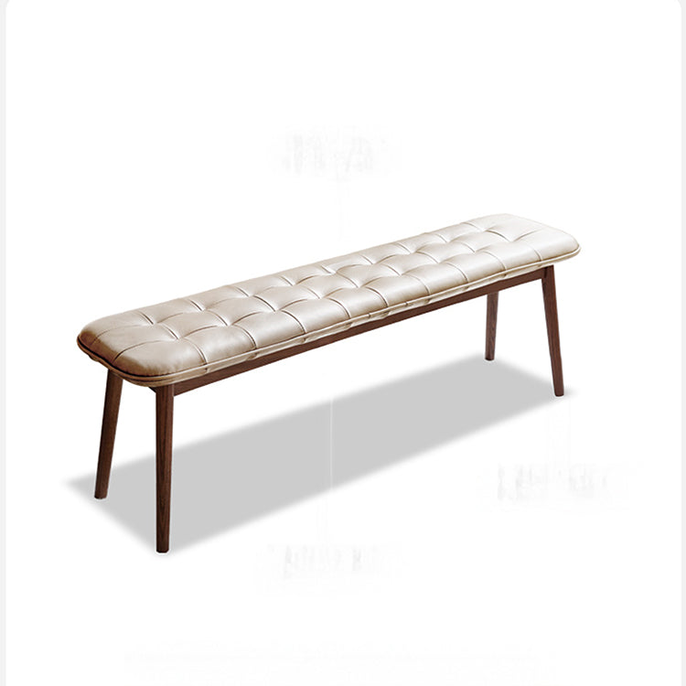 Luxurious Oak Wood Bench with Genuine Leather Upholstery - Perfect for Your Rooms H83T79