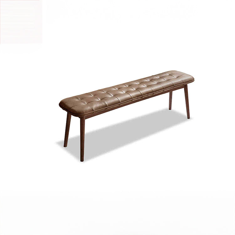 Luxurious Oak Wood Bench with Genuine Leather Upholstery - Perfect for Your Rooms H83T79