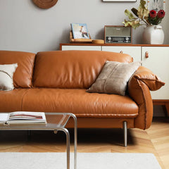 Luxurious Brown Leather Sofa - Stylish & Durable Design for Living Room Hersa-1618