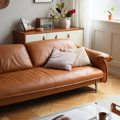 Luxurious Brown Leather Sofa - Stylish & Durable Design for Living Room Hersa-1618