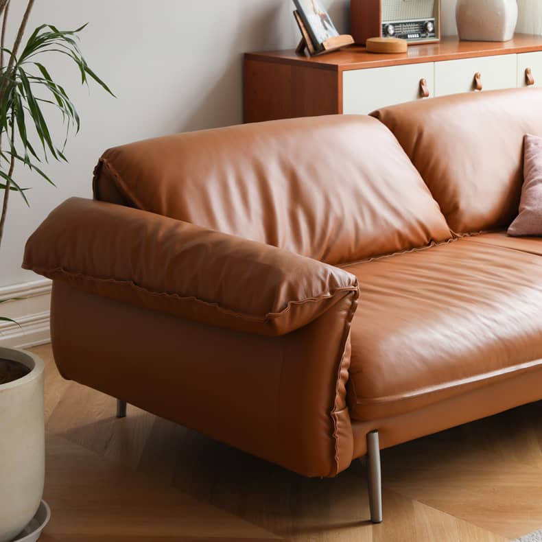 Luxurious Brown Leather Sofa - Stylish & Durable Design for Living Room Hersa-1618