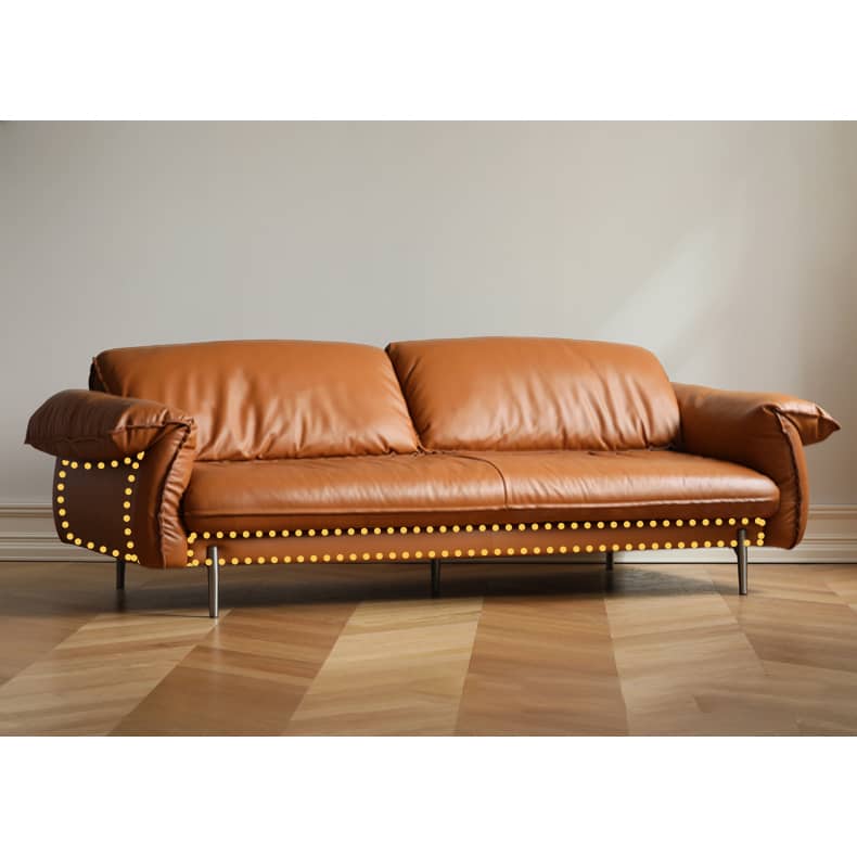 Luxurious Brown Leather Sofa - Stylish & Durable Design for Living Room Hersa-1618