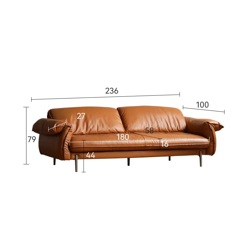 Luxurious Brown Leather Sofa - Stylish & Durable Design for Living Room Hersa-1618