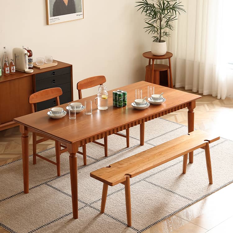 Modern Cherry Wood Dining Table in Rectangle - Durable Design for Your Dining Room Hersa-1620