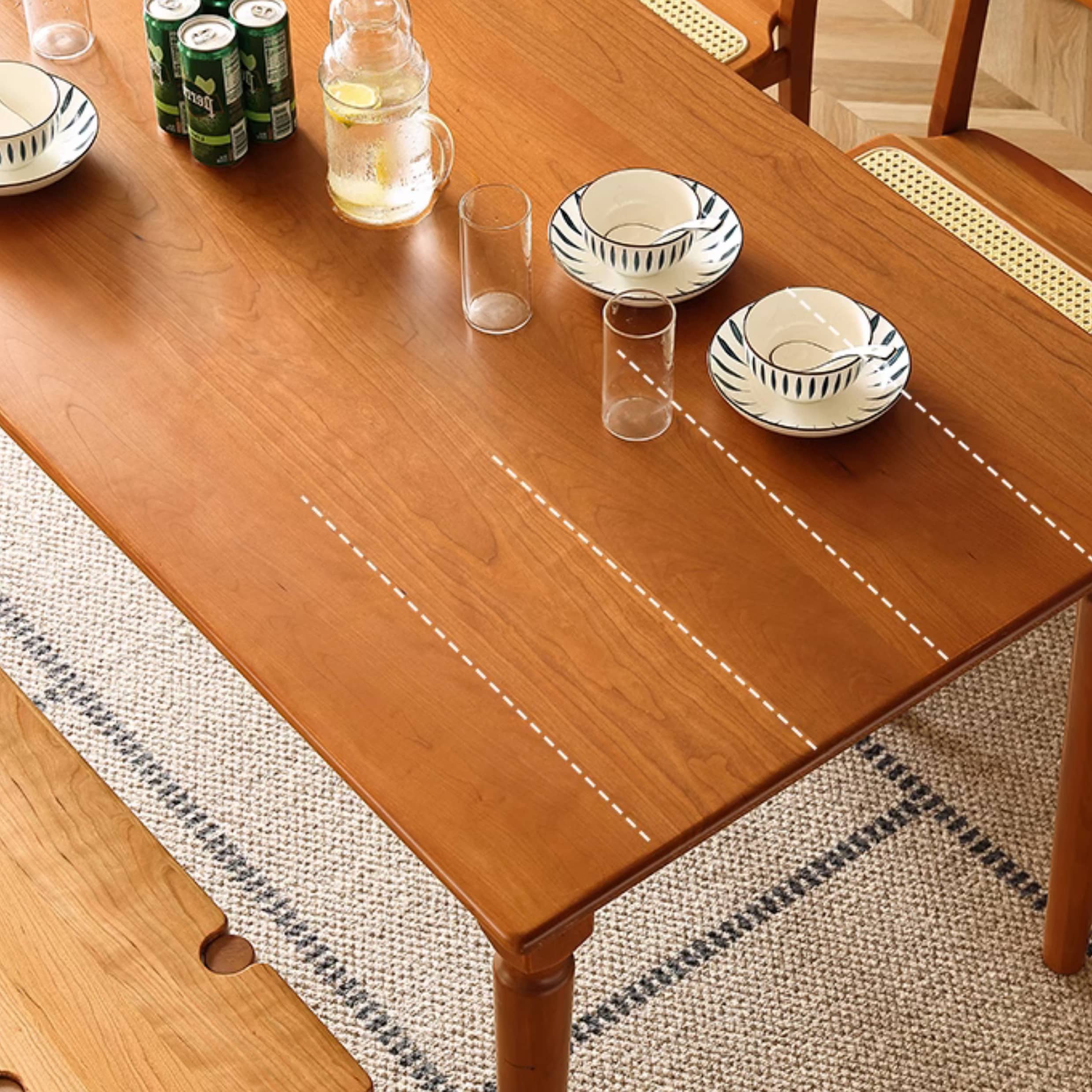 Modern Cherry Wood Dining Table in Rectangle - Durable Design for Your Dining Room Hersa-1620