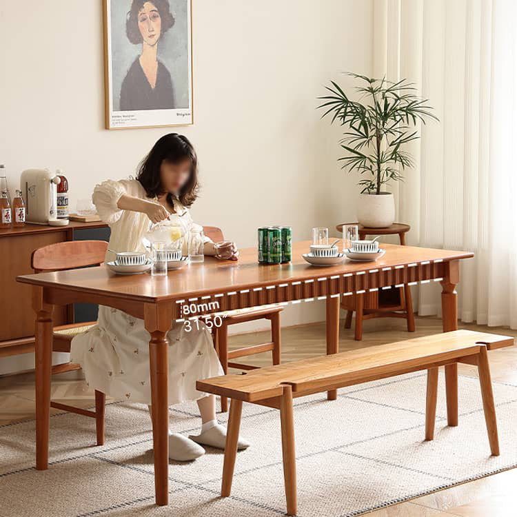 Modern Cherry Wood Dining Table in Rectangle - Durable Design for Your Dining Room Hersa-1620