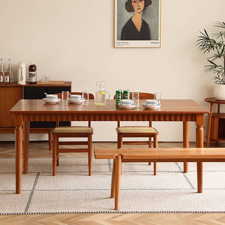 Modern Cherry Wood Dining Table in Rectangle - Durable Design for Your Dining Room Hersa-1620