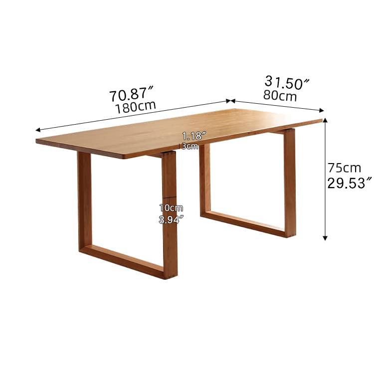 Rectangular Cherry Wood Dining Table in Natural Wood Color with Double Pedestals for 6 Hersa-1623