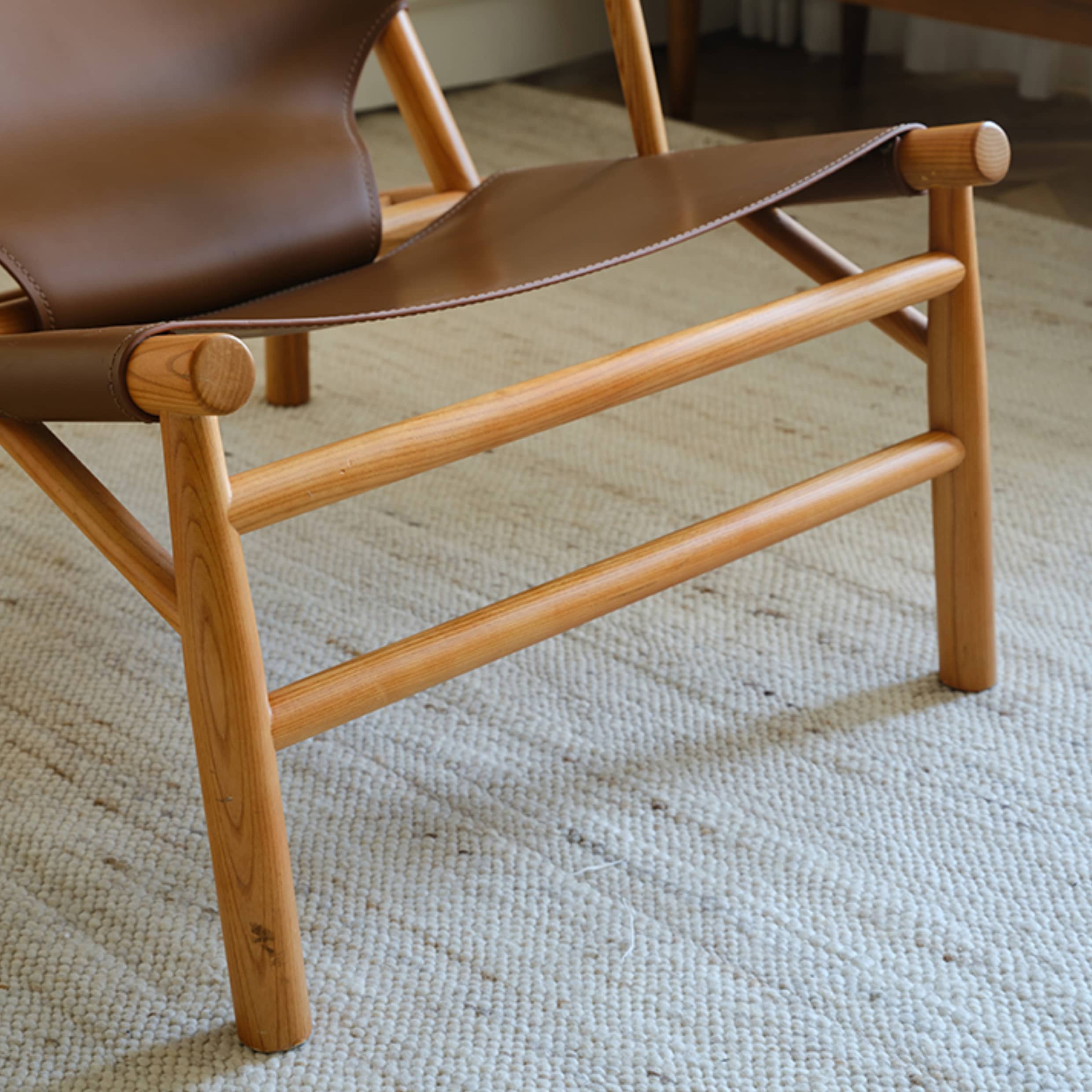 Elegant Brown Ash Wood Chair with Faux Leather Upholstery Hersa-1632