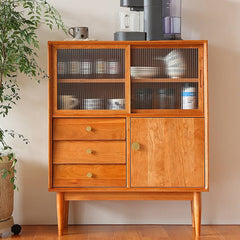 Elegant Cherry and Beech Wood Cabinet with Stylish Glass Accents Hersa-1635