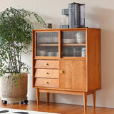 Elegant Cherry and Beech Wood Cabinet with Stylish Glass Accents Hersa-1635